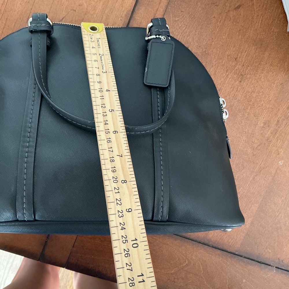 Coach Peyton Cora Domed Satchel Black Saffiano Leather Handbag Silver Hardware - Picture 4 of 8
